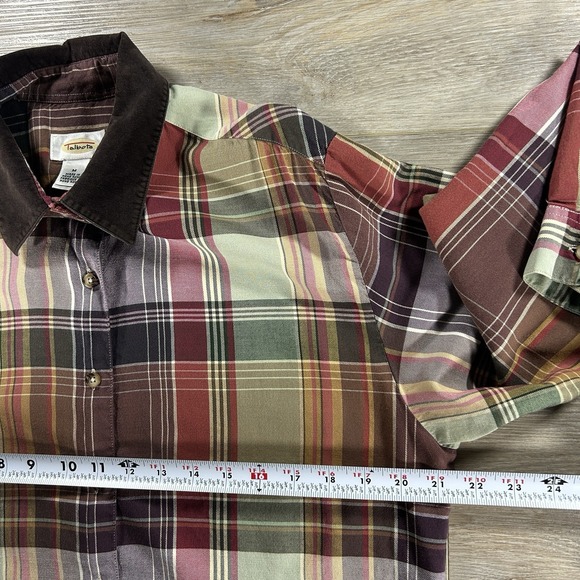 VTG Talbots Shirt Womens Medium Fall Plaid Velvet Collar Button Up Shirt Cotton - Picture 9 of 11